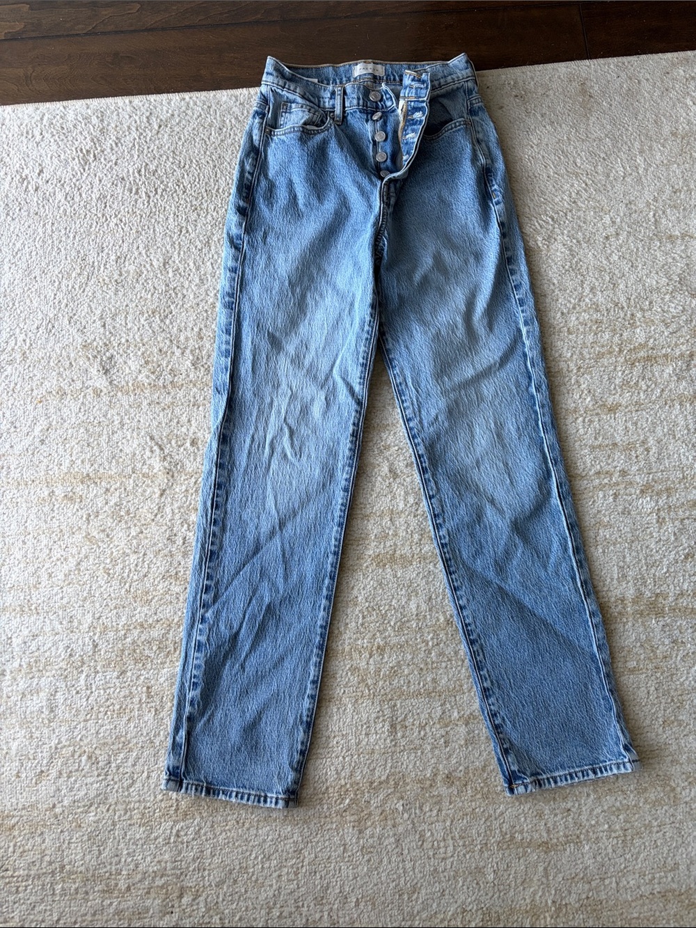 PacSun Light Wash High-Rise Button-Fly Straight Jeans